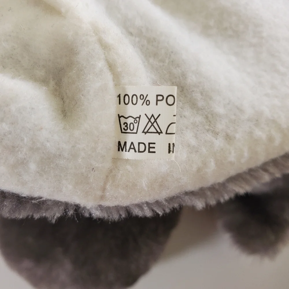 Unbranded Plush Husky Winter Hat With Mittens Gray White